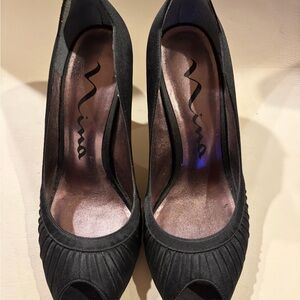 Nina Elegant Black Peep-Toe Heels